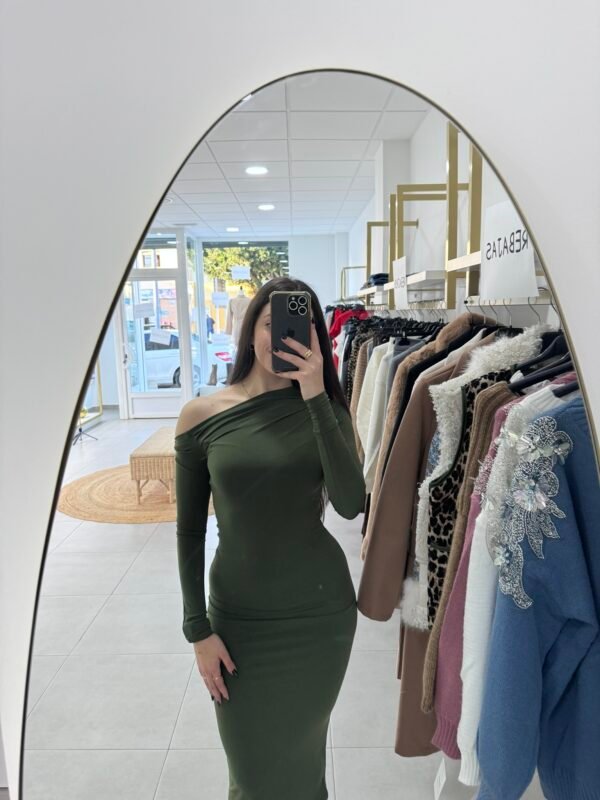 VESTIDO CAQUI ASIMÉTRICA MIDI
